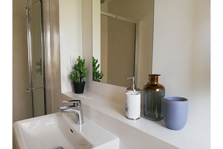 Micro cement (fino) in highly polished off white